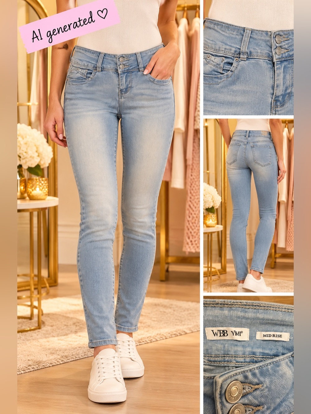 WBB YMI Mid-Rise Light Wash Skinny Jeans Size 26